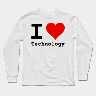 I Love Technology | Stylized Heart Logo Black Long Sleeve T-Shirt